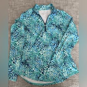 Jofit Women Blue Long Sleeve UV Mock 1/4 Zip Golf Tennis Athletic Top